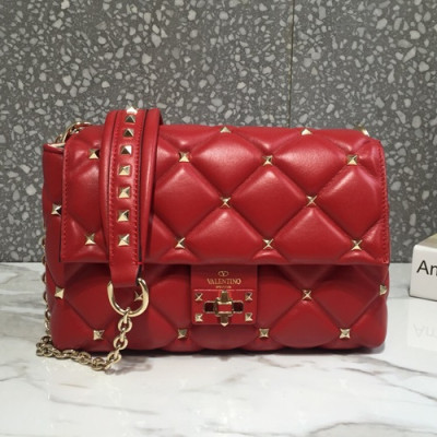 Valentino 2019 Leather Garavani CandyStud Small Chain Shoudler Bag,25CM - 발렌티노 2019 레더 가라바니 캔디스터드 스몰 체인 숄더백,0072-VTB0101,25CM,레드