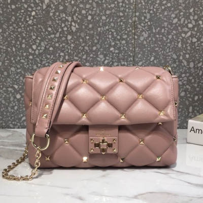 Valentino 2019 Leather Garavani CandyStud Small Chain Shoudler Bag,25CM - 발렌티노 2019 레더 가라바니 캔디스터드 스몰 체인 숄더백,0072-VTB0103,25CM,핑크