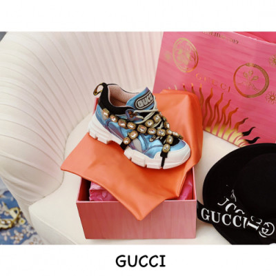 [커스텀급]Gucci 2019 Womens Flashtrek Swarovski Sneackers - 구찌 여성 스와로브스키 레더 슈즈 Guc01008x.Size(225- 250).블루