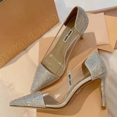 [블링블링]Miumiu 2019 Womens Glitter Swarovski Pumps - 미우미우 여성 글리터 스와로브스키 펌프스 Miu0163x.Size(225 - 245).실버