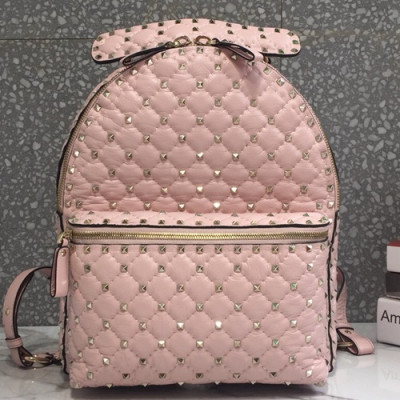 Valentino 2019 Leather Ruckstud Large Back Pack ,33CM - 발렌티노 2019 레더 락스터드 남여공용 라지 백팩,VTB0220,33CM,핑크