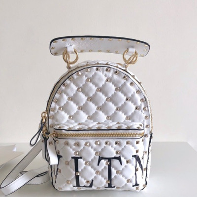 Valentino 2019 Leather VLTN Garavani Ruckstud Spike Mini Back Pack ,20.5CM - 발렌티노 2019 레더 VLTN 가라바니 락스터드 스파이크 미니 백팩,VTB0231,20.5CM,화이트