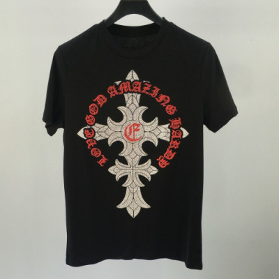 Chrome Hearts 2019 Mens Cubic Logo Cotton Short Sleeved Tshirt - 크롬하츠 남성 큐빅 로고 코튼 반팔티 Chr0020x.Size (m - 3xl).블랙