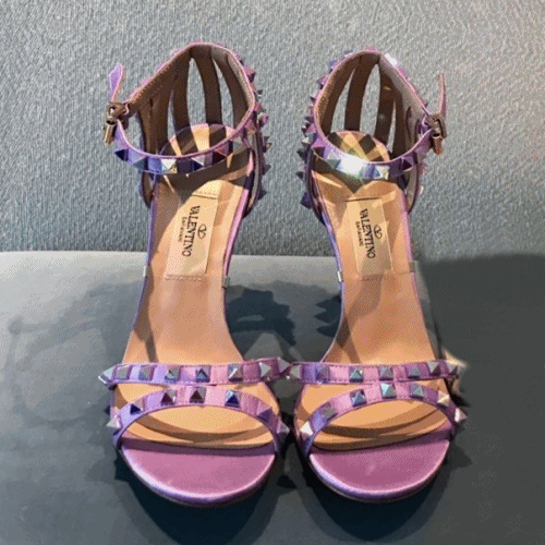 [럭셔리]Valentino 2019 Womens Rock Stud Strap High-heel Silk Sandals - 발렌티노 여성 락스터드 스트랩 하이힐 실크 샌달 Val0188x.Size(225 - 250).2컬러(퍼플/펄실버)