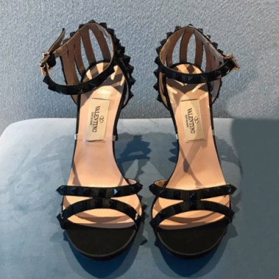 Valentino 2019 Womens Rock Stud Strap High-heel Silk Sandals - 발렌티노 여성 락스터드 스트랩 하이힐 실크 샌달 Val0189x.Size(225 - 250).블랙