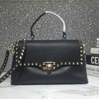 Valentino 2019 Leather Rockstud Tote Shoudler Bag,30CM - 발렌티노 2019 레더 락스터드 토트 숄더백, 0094-VTB0243,30CM,블랙