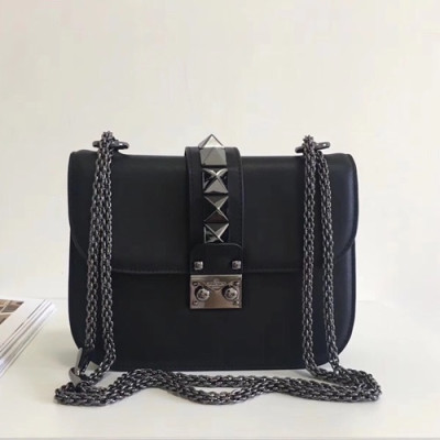 [특가세일! 이건 당장 사야돼!!!]Valentino 2019 Leather Rockstud Box Shoudler Cross Bag,21/27CM - 발렌티노 2019 레더 락스터드 박스 숄더 크로스백, 48733-VTB0253,21/27CM,블랙