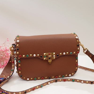 Valentino 2019 Leather Garavani Rockstud Shoudler Bag,26CM - 발렌티노 2019 레더 가라바니 락스터드 숄더백,VTB0333,26CM,브라운