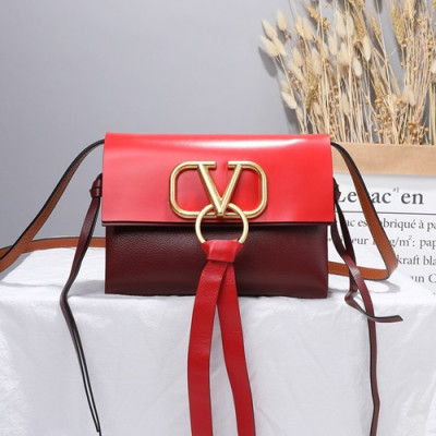 Valentino 2019 V-ring Leather Mini Shoudler Bag,21CM - 발렌티노 2019 브이링 여성용 레더 미니 숄더백 ,VTB0425,21CM,레드+와인