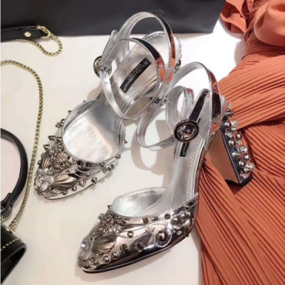 [럭셔리]Dolce&Gabbana 2019 Womens Strass High-heel Strap Patent Sandal - 돌체앤가바나 여성 스트라스 하이힐 스트랩 페이던트 샌달 Dol0200x.Size(225 - 255).실버