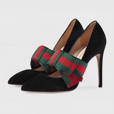 Gucci 2019 Ladies Stripe Ribbon High-heel Velvet Pumps - 구찌 여성 스트랩 리본 하이힐 벨벳 펌프스 Guc01016x.Size(225 -  250).블랙