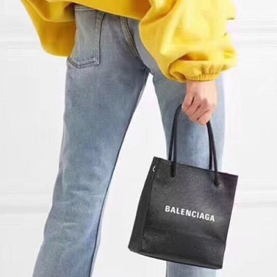 Balenciaga 2019 Leather  Mini Tote Shopper Bag,21CM - 발렌시아가 2019 레더 미니 토트 쇼퍼백,BGB0086,21CM,블랙