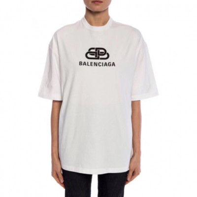 Balenciaga 2019 Mm/Wm Logo Cotton Short Sleeved Tshirt - 발렌시아가 남자 로고 코튼 반팔티 Bal0192x.Size(s - l).화이트