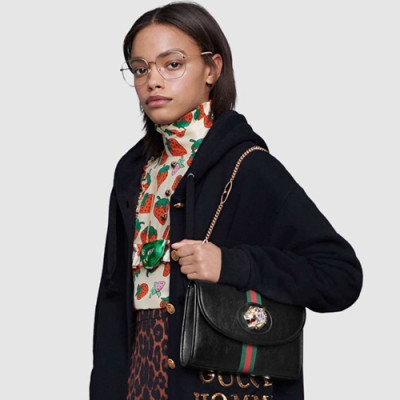 Gucci 2019 Rajah Leather Small Chain Shoulder Bag ,24CM - 구찌 2019 라자 레더 스몰 체인 숄더백 570145,GUB0534 ,24cm,블랙
