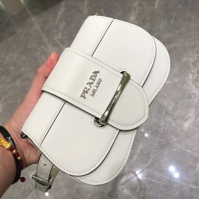 Prada 2019 Sidonie Leather Belt Bag,20cm - 프라다 2019 시도니 여성용 레더 벨트백 ,1BL021-5,20cm,화이트