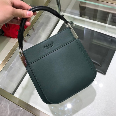 Prada 2019 Margit Leather Tote Bag,20cm - 프라다 2019 마르기트 레더 여성용 토트백 ,1BC082-5,20cm,다크그린