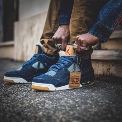 Air Jordan x Levi's Mens Denim/AJ4 Sneakers - 에어조던 x 리 남성 데님 스니커즈 Air0015x.Size (250 - 285).블루
