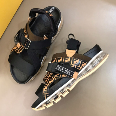 Fendi 2019 Mens Initial Logo Velcro Leather Sandal - 펜디 남성 이니셜 로고 벨크로 레더 샌달 Fen0211x.Size(240 - 275).베이지