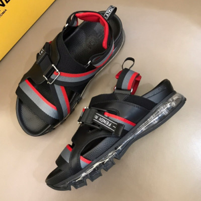 Fendi 2019 Mens Initial Logo Velcro Leather Sandal - 펜디 남성 이니셜 로고 벨크로 레더 샌달 Fen0212x.Size(240 - 275).그레이