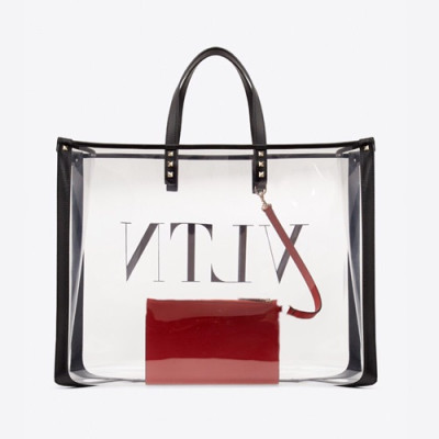 Valentino 2019 PVZ Tote Shopper Bag,37CM - 발렌티노 2019 PVZ 토트 쇼퍼백,VTB0462,37CM,레드+투명