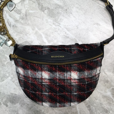 Balenciaga 2019 Velvet Belt Bag ,27CM - 발렌시아가 2019 남여공용 벨벳 벨트백,BGB0201,27CM,블랙체크