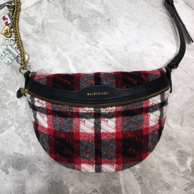 Balenciaga 2019 Velvet Belt Bag ,27CM - 발렌시아가 2019 남여공용 벨벳 벨트백,BGB0202,27CM,블랙화이트체크