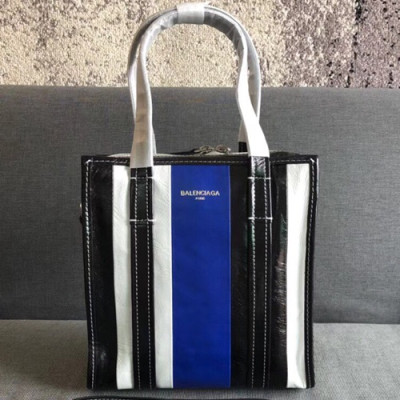 Balenciaga 2019 Bazar Leather Tote Shoulder Shopper Bag,22/37CM - 발렌시아가 2019 바자르 레더 남여공용 토트 숄더 쇼퍼백,BGB0234,22/37CM,블루+블랙