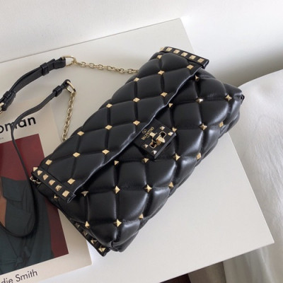 [데일리로 딱!!] Valentino 2019 Leather Garavani CandyStud Chain Shoudler Bag,27CM - 발렌티노 2019 레더 가라바니 캔디스터드 체인 숄더백,VTB0485,27CM,블랙