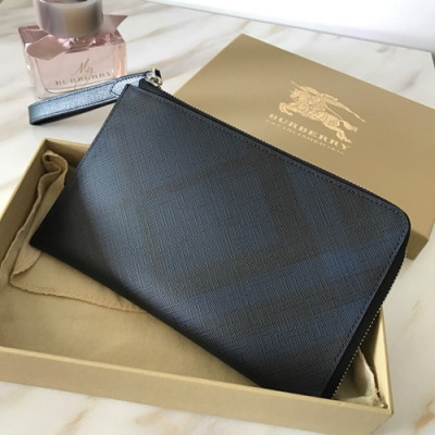 Burberry 2019 Leather Clutch Bag, 21.5cm - 버버리 2019 레더 남성용 클러치백 ,BURB0107,21.5cm,네이비