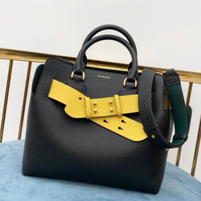 Burberry 2019 Leather Tote Shoulder Bag, 28cm - 버버리 2019 레더 토트 숄더백,BURB0141,28cm,블랙+옐로우