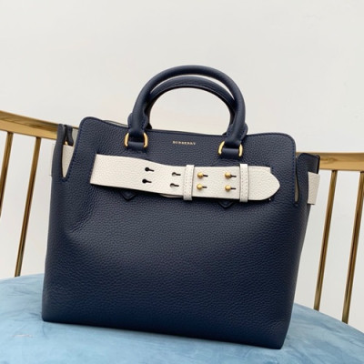 Burberry 2019 Leather Tote Shoulder Bag, 28cm - 버버리 2019 레더 토트 숄더백,BURB0142,28cm,네이비+화이트