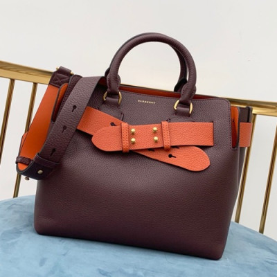 Burberry 2019 Leather Tote Shoulder Bag, 28cm - 버버리 2019 레더 토트 숄더백,BURB0146,28cm,와인+오렌지