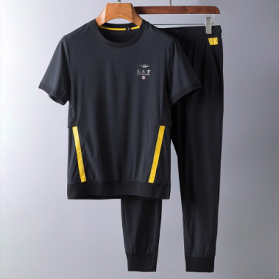 Armani 2019 Mens Logo Cotton Short Sleeved Training Clothes - 알마니 남성 로고 코튼 반팔 트레이닝복 Arm0205x.Size(m - 3xl).블랙