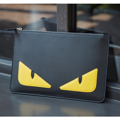 Fendi 2019 Leather Bag Bugs Clutch Bag ,29.5CM - 펜디 2019 레더 남여공용 백버그 클러치백 FENB0233,29.5CM,블랙