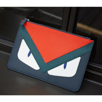 Fendi 2019 Leather Clutch Bag ,29.5CM - 펜디 2019 레더 남여공용 클러치백 FENB0330,29.5CM,네이비+레드