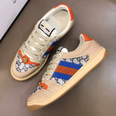 Gucci 2019 Mens Ace GG Leather Sneakers - 구찌 남성 에이스 GG 레더 스니커즈 Guc01081x.Size(240 - 270).오렌지