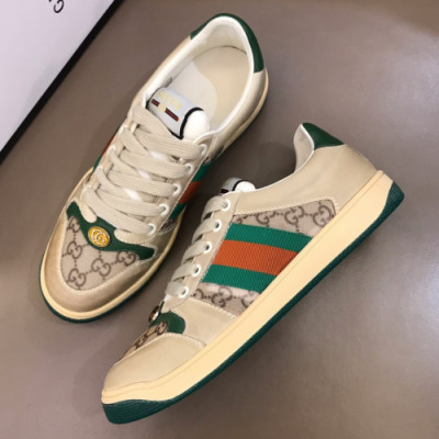 Gucci 2019 Mens Ace GG Leather Sneakers - 구찌 남성 에이스 GG 레더 스니커즈 Guc01082x.Size(240 - 270).그린