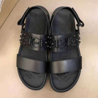 Christian Louboutin 2019 Mens Logo Stud Leather Velcro Sandal - 크리스챤 루부탱 남성 로고 스터드 레더 벨크로 샌들 Btin0057x.Size(240 - 275).블랙