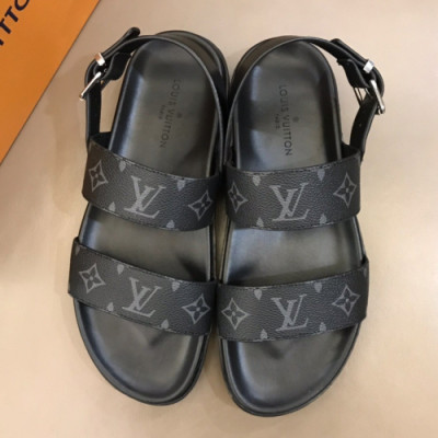 Louis Vuitton 2019 Mens Initial Logo Leather Sandal - 루이비통 남성 이니셜 로고 레더 샌들 Lou01041x.Size(240 - 275).블랙