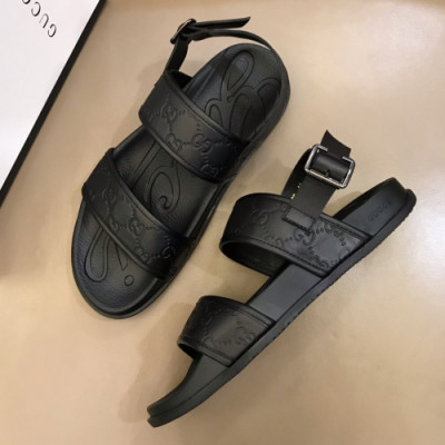 Gucci 2019 Mens Logo Velcro Leather Sandal - 구찌 남성 로고 벨크로 레더 샌달 Guc01098x.Size(240 -  275).블랙