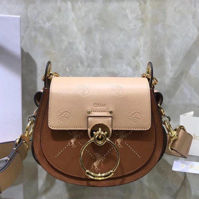 Chole 2019 Tess Leather Shoulder Bag, 20cm -  끌로에 2019 테스 레더 숄더백,CLB0018,20cm,브라운