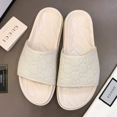 Gucci 2019 Mens Logo Leather Slipper - 구찌 남성 로고 레더 슬리퍼 Guc01109x.Size(240 -  275).화이트