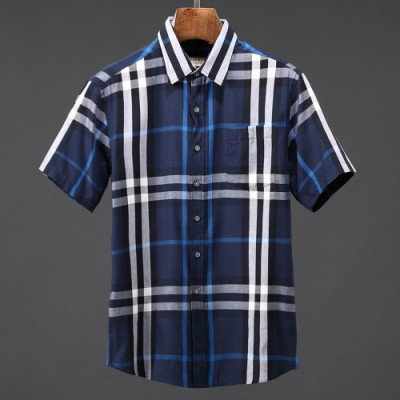 [클래식]Burberry 2019 Mens London Check Cotton Short Sleeved Tshirt - 버버리 남성 런던 체크 코튼 반팔티셔츠 Bur0760x.Size(m - 2xl).블루