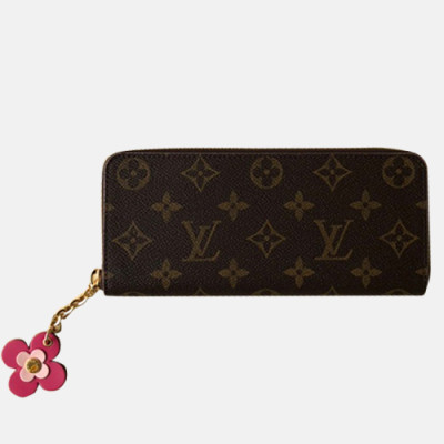 Louis Vuitton 2019 Ladies Clemence Zippy Wallet M64201 -  루이비통 모노그램 캔버스 클레망스 지피 월릿 장지갑 LOUW0081.Size(19.5CM).브라운+핫핑크