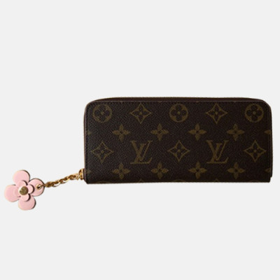 Louis Vuitton 2019 Ladies Clemence Zippy Wallet M64201 -  루이비통 모노그램 캔버스 클레망스 지피 월릿 장지갑 LOUW0082.Size(19.5CM).브라운+핑크
