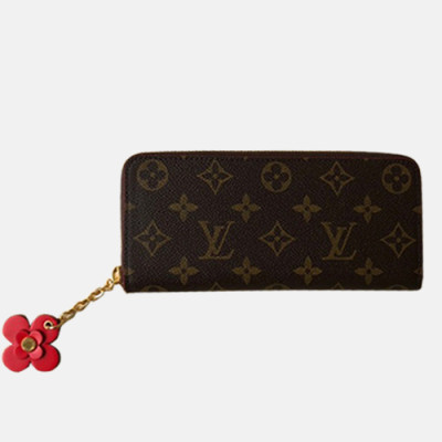 Louis Vuitton 2019 Ladies Clemence Zippy Wallet M64201 -  루이비통 모노그램 캔버스 클레망스 지피 월릿 장지갑 LOUW0083.Size(19.5CM).브라운+레드