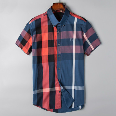 Burberry 2019 Mens London Check Cotton Short Sleeved Tshirt - 버버리 남성 런던 체크 코튼 반팔티셔츠 Bur0766x.Size(s - 3xl).블루