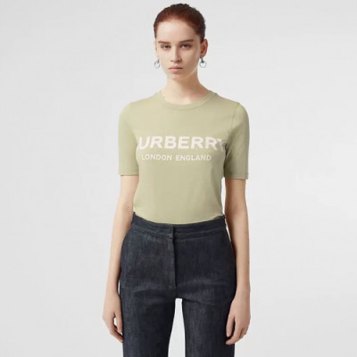 [여름추천템]Burberry 2019 Womens Classic Printing Logo Cotton Short Sleeved Tshirt - 버버리 여성 클래식 프린팅 로고 코튼 반팔티 Bur0778x.Size(xs - m).민트