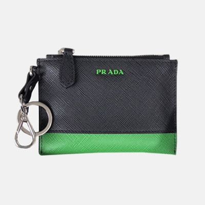 Prada 2019 Saffiano Card Purse / Wallet / Key Holder  1TT080  - 프라다 사피아노 남여공용 카드 퍼스/지갑/키 홀더 PRAW0007,12CM.블랙+그린