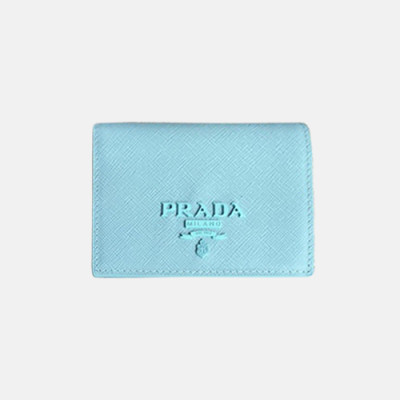 Prada 2019 Saffiano Wallet IMV204 - 프라다 사피아노 여성용 반지갑 PRAW0034. 11CM.스카이블루